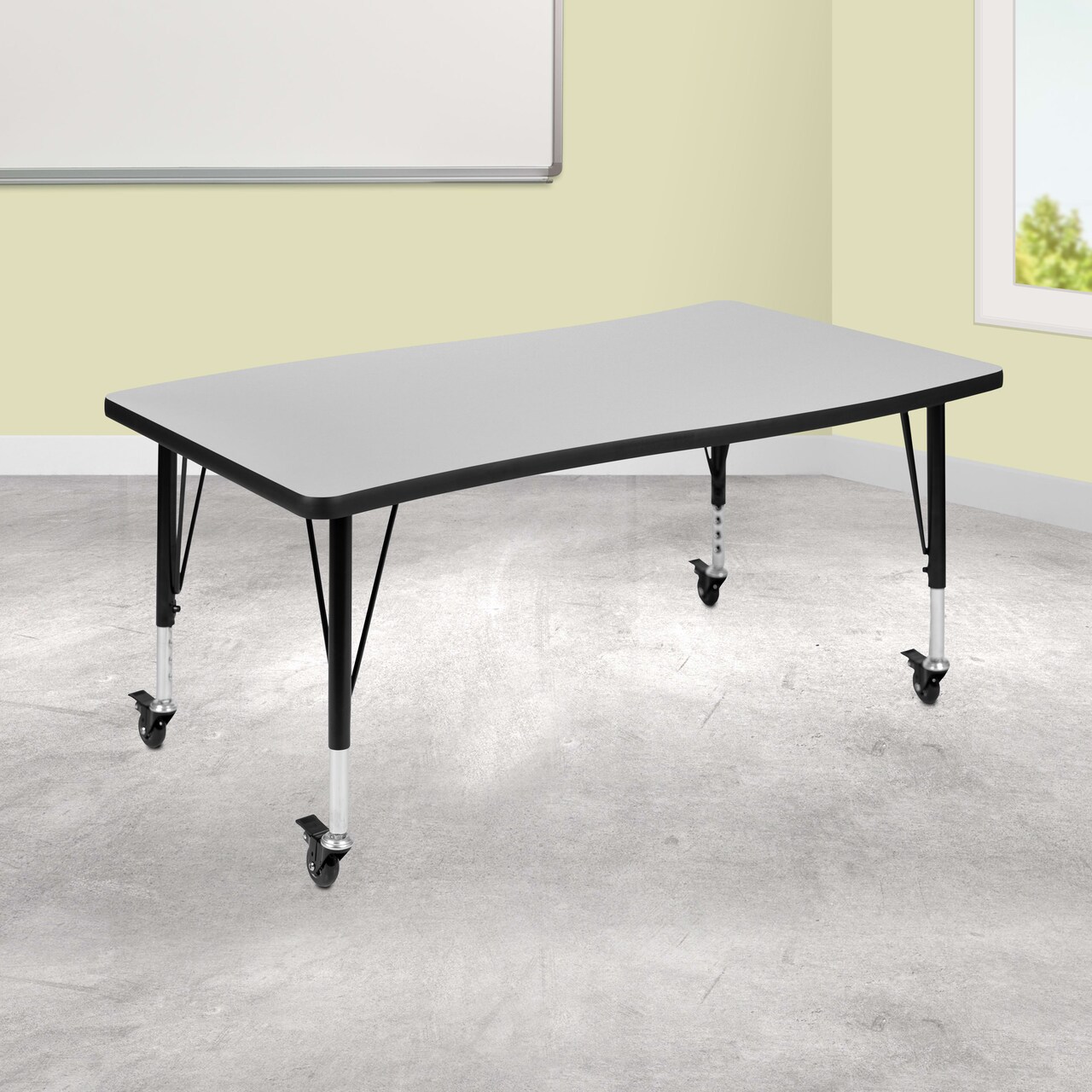 Emma and Oliver Mobile 28"Wx47.5"L Wave Flexible Collaborative Kids Adjustable Activity Table